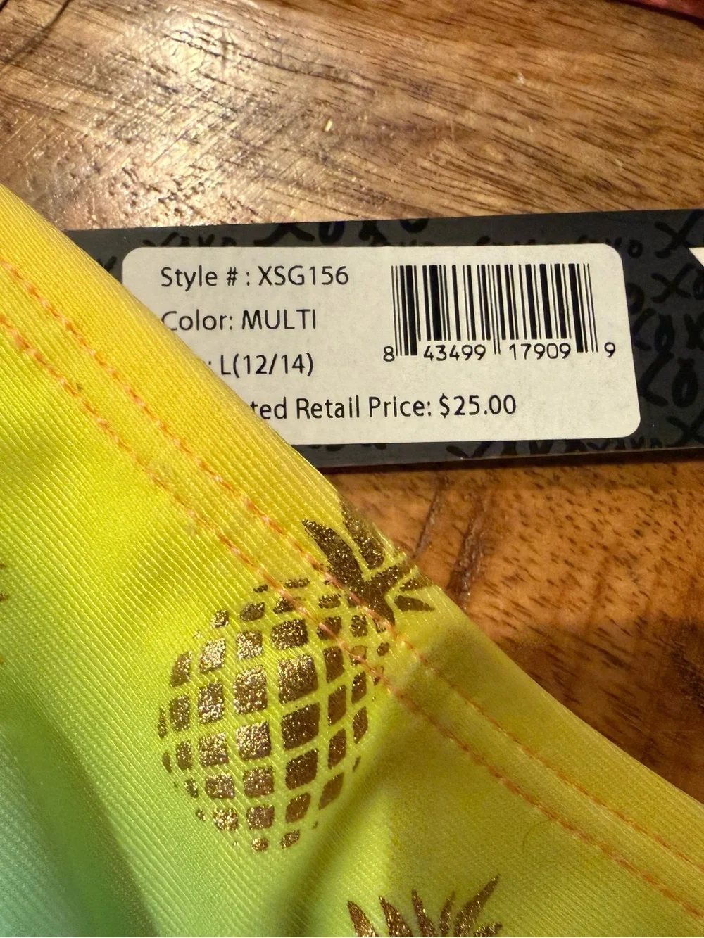 XOXO Pineapple Ruffle Detail Bikini Size Large 12/14 NWT